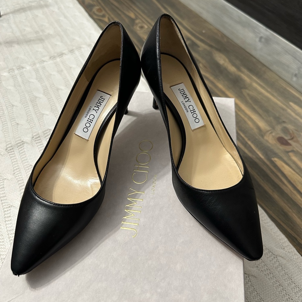 Jimmy Choo Black Leather Heels